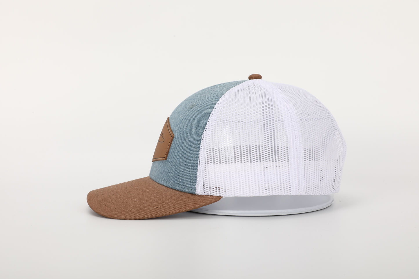 C130 Trucker Hat - 6 Panel Blue/Brown/White - Adult/Youth Sizes